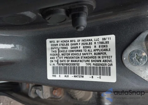 2012 Honda Civic Ex from USA, damaged, VIN 19XFB2F88CE009702